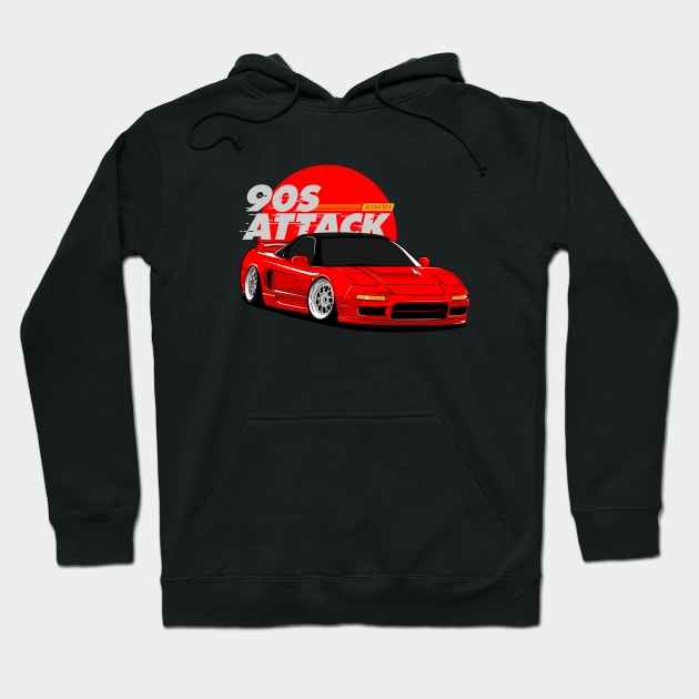 Honda NSX 90s JDM Car Hoodie by ninetiescustoms